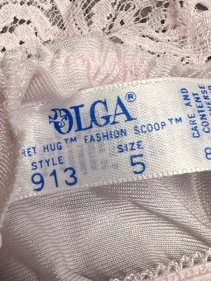 Bragas románticas vintage Olga rosa satinado encaje mojado corte alto talla 5 #10 Foto 3 de 4