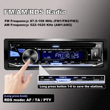 Single Din Car Stereo CDDVD Player Bluetooth FM/AM/RDS Radio USB SD AUX Receiver