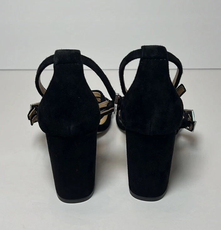 Sandalia de gamuza Sam Edelman Tammie con correa al tobillo tacón bloque para mujer talla 7 negra Foto 4 de 4