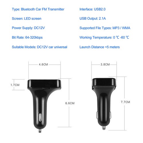 Bluetooth Car Wireless Adapter FM Transmitter B2 Car MP3 Radio 2USB Charger - Picture 4 of 15