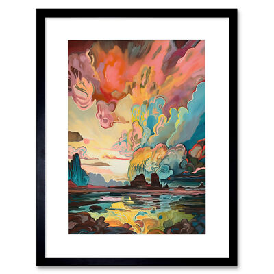 Van Gogh Stil atmosphärische Wolken über Mono See gerahmter Kunstdruck Bild 12x16