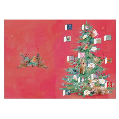 Blumen Wald Baum Tier Adventskalender Karte + ca. 170x120mm Roger la Borde