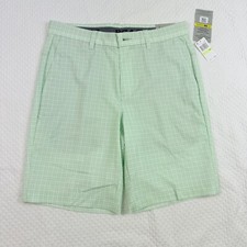 NWT PGA Tour 9" Golf Shorts Men's Size 30 Patina Green Flat Front Mini Geo Print