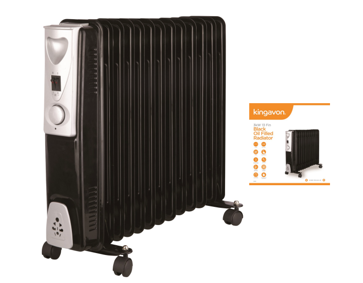 3KW Electric Radiator Oil Filled 13 Fin Heater Home Portable Thermostat
