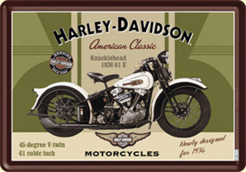 Harley Davidson Knucklehead Métal Carte Postale / Plaque 140mm x 100mm (Na ) - Afbeelding 1 van 1