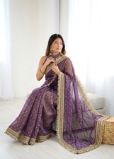 Indian Bollywood Designer Sari Wedding Party Wear Blouse Pakistani Ethnic Saree