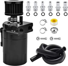 Baffled Oil Catch Can 300ml Tank Kit With Breather Filter Aluminum Black