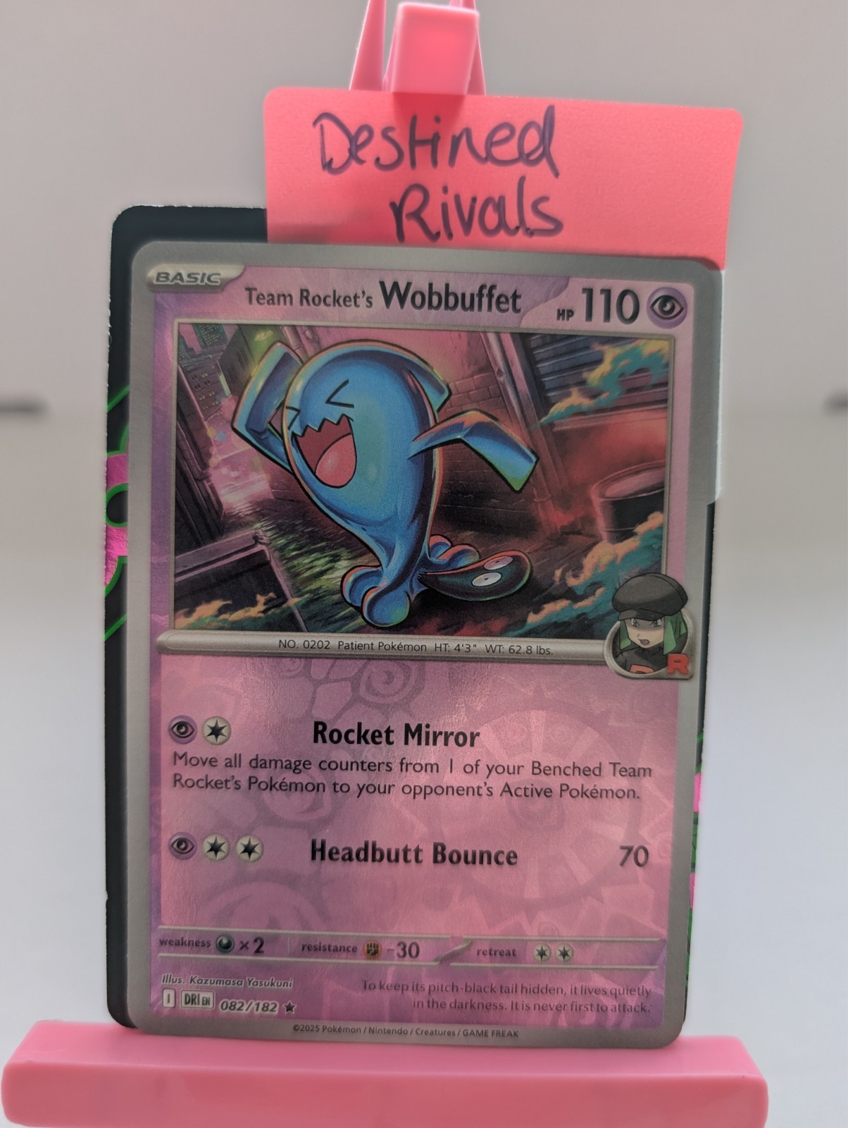 082/182 Team Rocket's Wobbuffet Reverse Holo Rare Destined Rivals 2025 ...