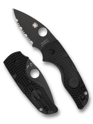 Spyderco Lil' Native Lightweight Knife C230SBBK Black Serrated Blade Black FRN