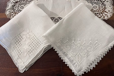 2 Vintage Lace Handkerchief Hanky, Wedding, Bridal, Bride, Trousseau