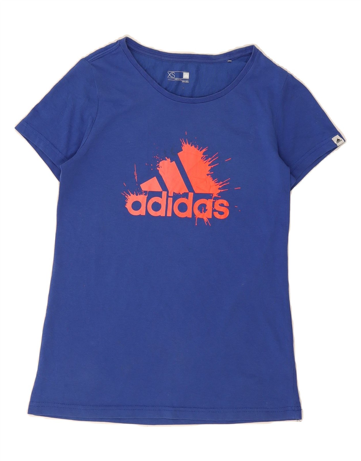 ADIDAS Womens Climalite Graphic T-Shirt Top UK 6 XS Blue Cotton DS50