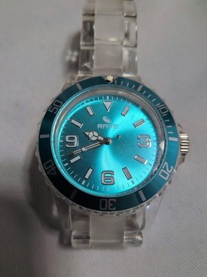 RAVE RV114 ''Diver'' Rotating Bezel Clear and Blue Men's Watch - New Battery
