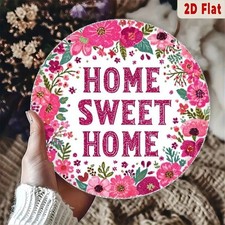 Home Sweet Home Metal Sign Pink Floral Wall Decoration For Farmhouse Front Door