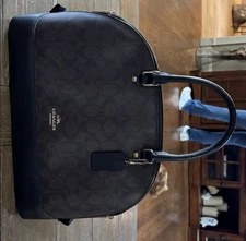 Coach Signature Black and Brown Satchel (Retail $395)