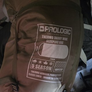 PROLOGIC Thermo Daddy Wide Sleeping Bag Ripstop Fleece Lined 215x105 Brown