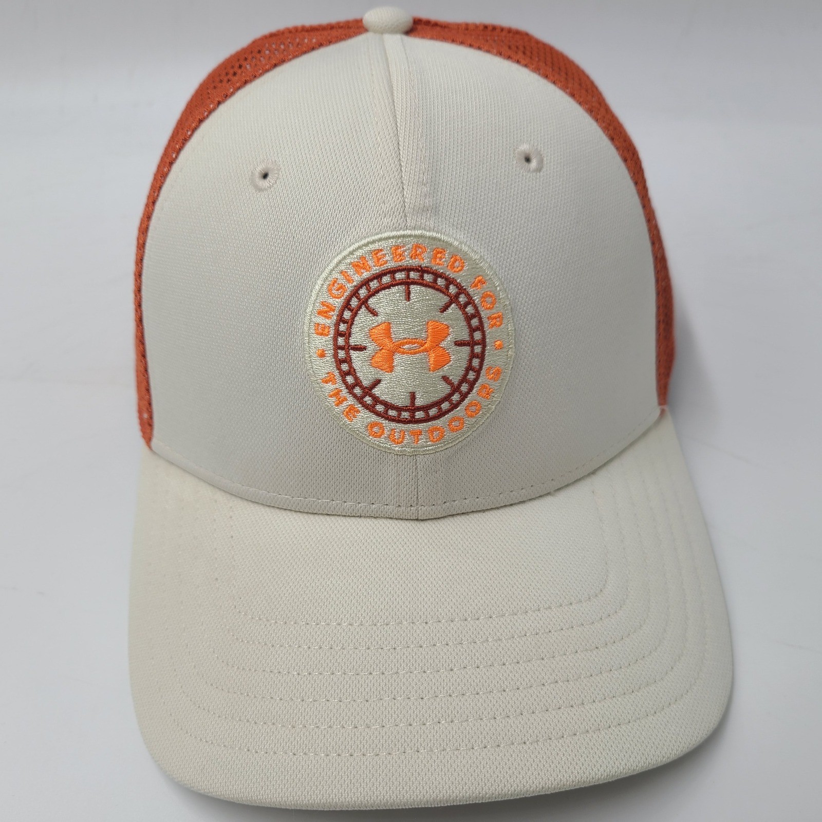 Under Armour Hat Snapback Trucker Mesh Beige Orange Engineer