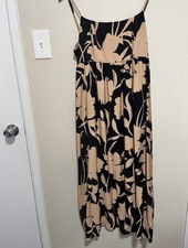 Target A New Day Black and Tan Floral Maxi Dress With Open Tie Back Size M