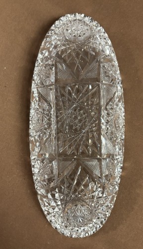 Amerikanische Brillant Periode geschliffen Kristallglas Sellerie Schale Sägezahn Rand 11” x 4,5” - Bild 10 von 19