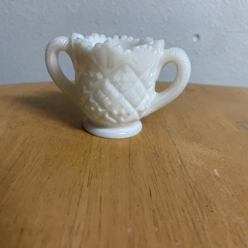 VTG Westmoreland White Milk Glass Mini Sugar Bowl 2" Thumbelina Pattern Cottage