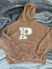 New Victoria  s Secret Pink Pullover Hoodie XL Drawstring Logo Toffee NWT