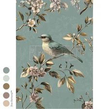 Re-Design with Prima, Decoupage Fiber Paper Set, Blue Song, Bird, 1 sheet, 23.4″