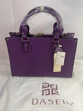 Dasein Women Classic Purple Briefcase Handbag Office Satchel Purse Shoulder Bag