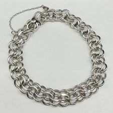 Vintage ELCO Large Sterling Silver 11.8mm Double Link Chain 8.5" Bracelet 32.5g