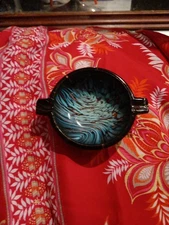 Vincenzo Nason Weil Murano Art Glass Copper Blue Black Aventurine ASHTRAY