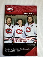 St. Cloud State vs Michigan Tech Hockey Game Program Mar 1-2 2013 Huskies WCHA