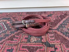 Full-size red Web /Leather DRAW REINS - CHEAP! Essential piece of training tack.