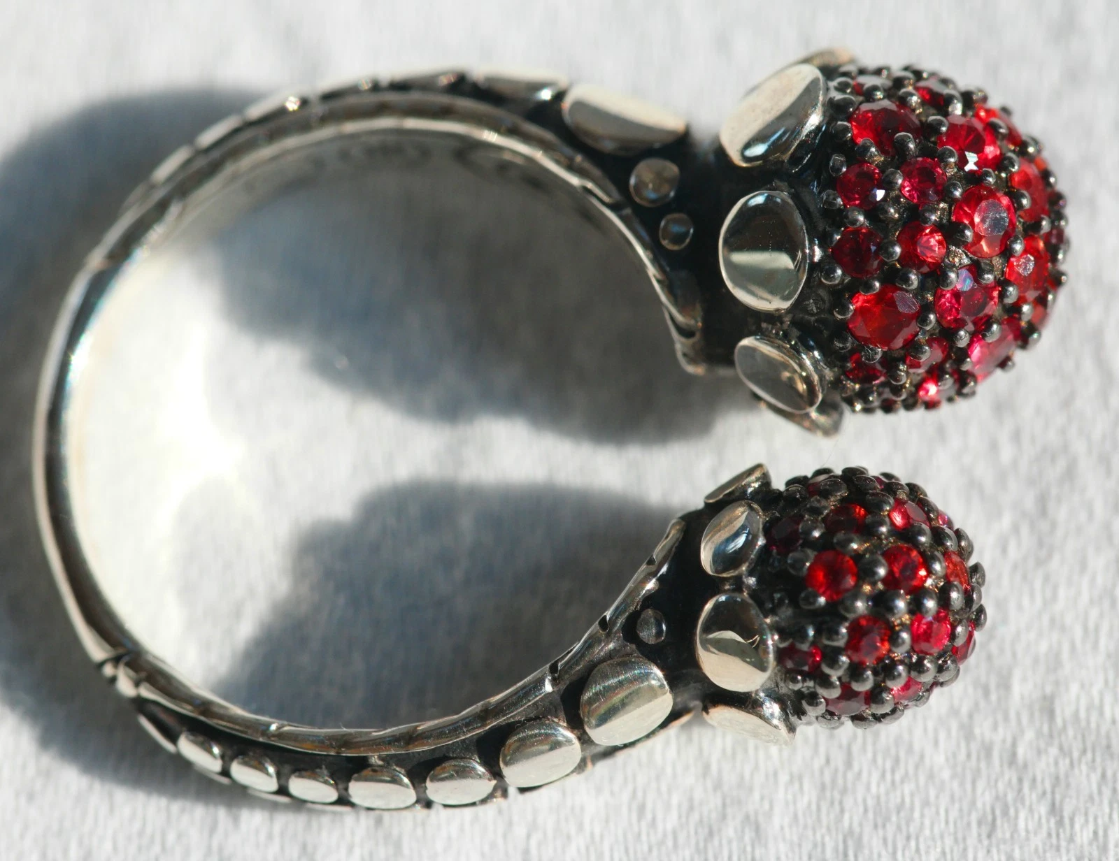 John Hardy Dot Silver Lava Ring with Red Sapphire size 8 $1,195 NWT
