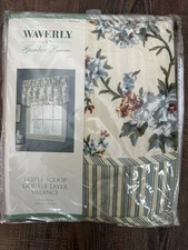 NEW Waverly Garden Room Carolina Gardens 3 Scoop Double Layer Valance 18”x72” 