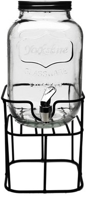 Sun Tea Mini Mason Jar Glass Beverage Dispenser with Lid, Glassware For Water...