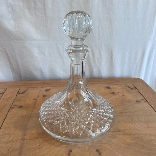 Vintage Waterford Crystal Lismore Style Ships Decanter with Stopper Heavy Mint