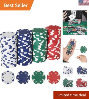 Authentic 11.5g Poker Chips Set - 100 Casino-Style Chips for Hold'em & Blackjack