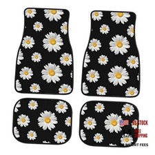 Daisy Car Floor Mats Set of 4,Daisy Print Flowers One Size 1 Floral Daisy Black