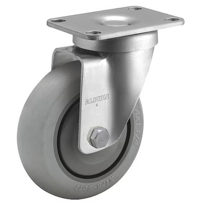 Albion P2xr04028s 4'' X 1-1/4'' Non-Marking Rubber Soft Round Swivel Caster, No