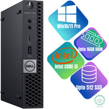 Dell Mini Desktop PC Core i5, 16GB RAM, 500GB SSD, Windows 10/11 Pro, WiFi Ready