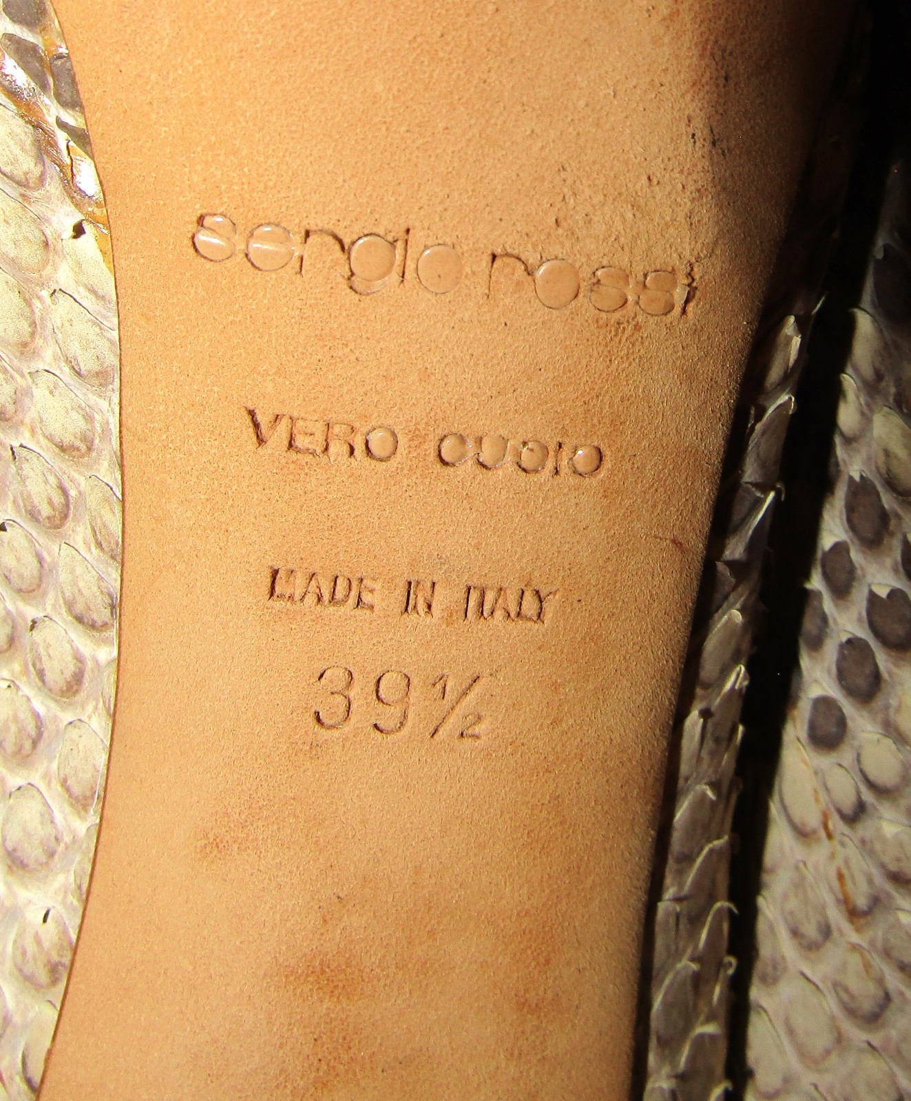 EUC Sergio Rossi Python Skin Peep Toe Hidden Plat… - image 12