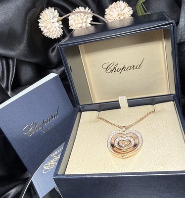 Chopard 18K Rose Gold Triple Heart Diamond Pendant 