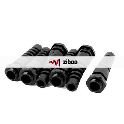 6Pcs Plastic Waterproof Adjustable PG9 4-8mm Spiral Cables GlandBlack 75x24mm Kd