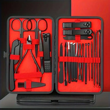 24Pcs Black Nail Clippers Kit, Ultra Sharp Sturdy Fingernail Cutters, Profession