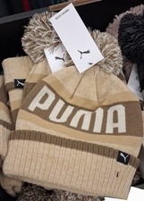 PUMA Striped Beanie Hat OS|Unisex| Beige Brow...