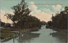 Pequabuck River From Bridge Forestville CT View Industrial Chimney Postcard