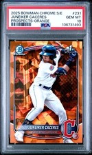 2025 Bowman Chrome Sapphire Juneiker Caceres 1st Orange/25 🔥PSA 10🔥POP 1🔥