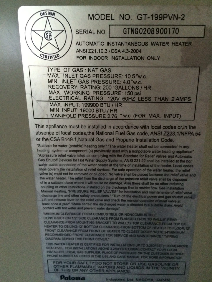 Reem 199.000 BTU Gas Natural Bajo Demanda Calentador de Agua Ventilaciones Exterior ENVÍO GRATUITO Foto 2 de 3
