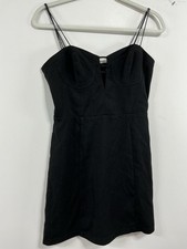 Womans JOA Mini A Line  Dress Small black Lined Back Zip Spaghetti Straps 