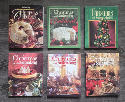 Lot of 6 Southern Living Christmas Cookbooks: Our Best, 1994 1995 2000 2001, etc