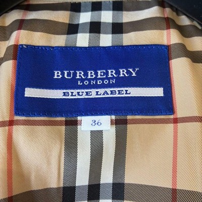 BURBERRY BLUE LABEL Womens Short Trench Coat Nova Check Belted