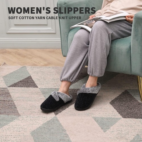 Fuzzy Slippers for Women Indoor and Outdoor Fluffy Bedroom House Shoes with Arch - Picture 3 of 11